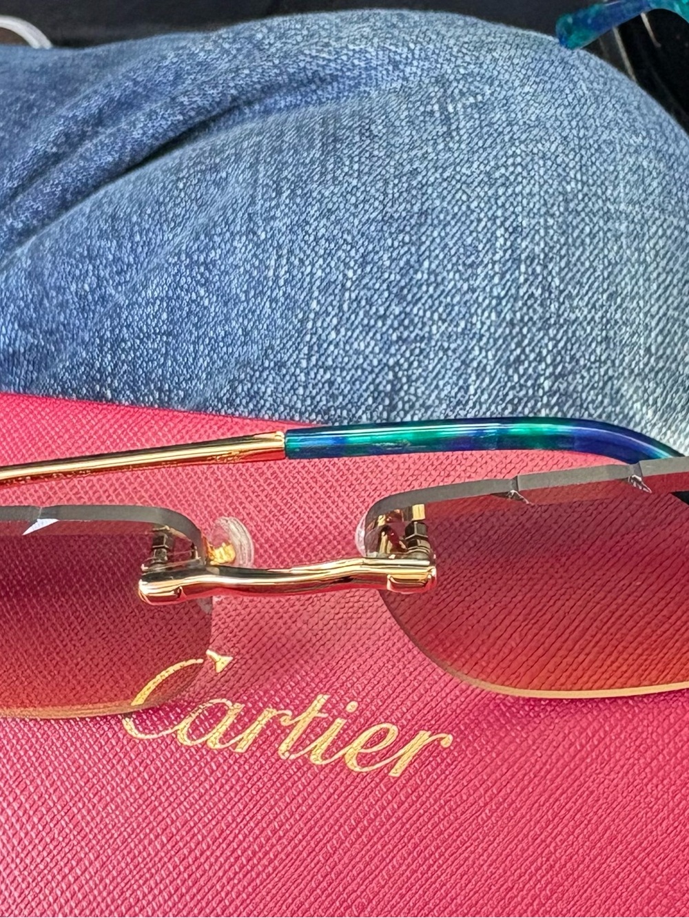 Cartier Rimless Sunglasses with Gradient Brown Lenses